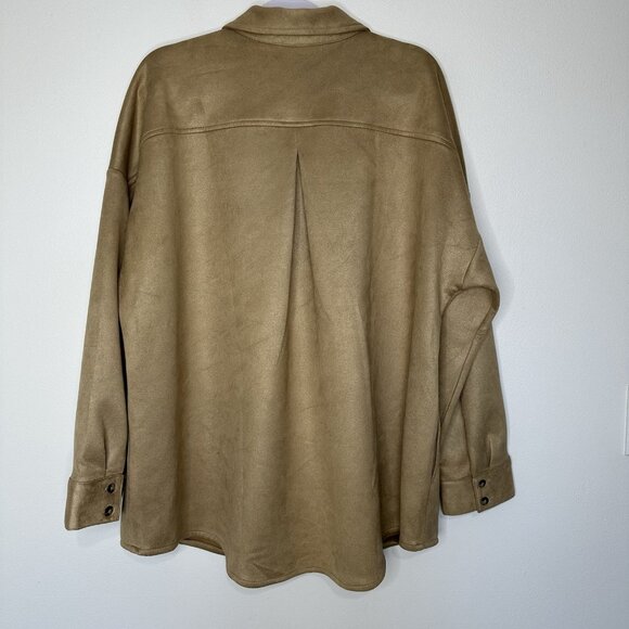 J Jill Button Up Shacket Jacket 3X Wearever Collection Faux Suede Tan - Picture 2 of 12